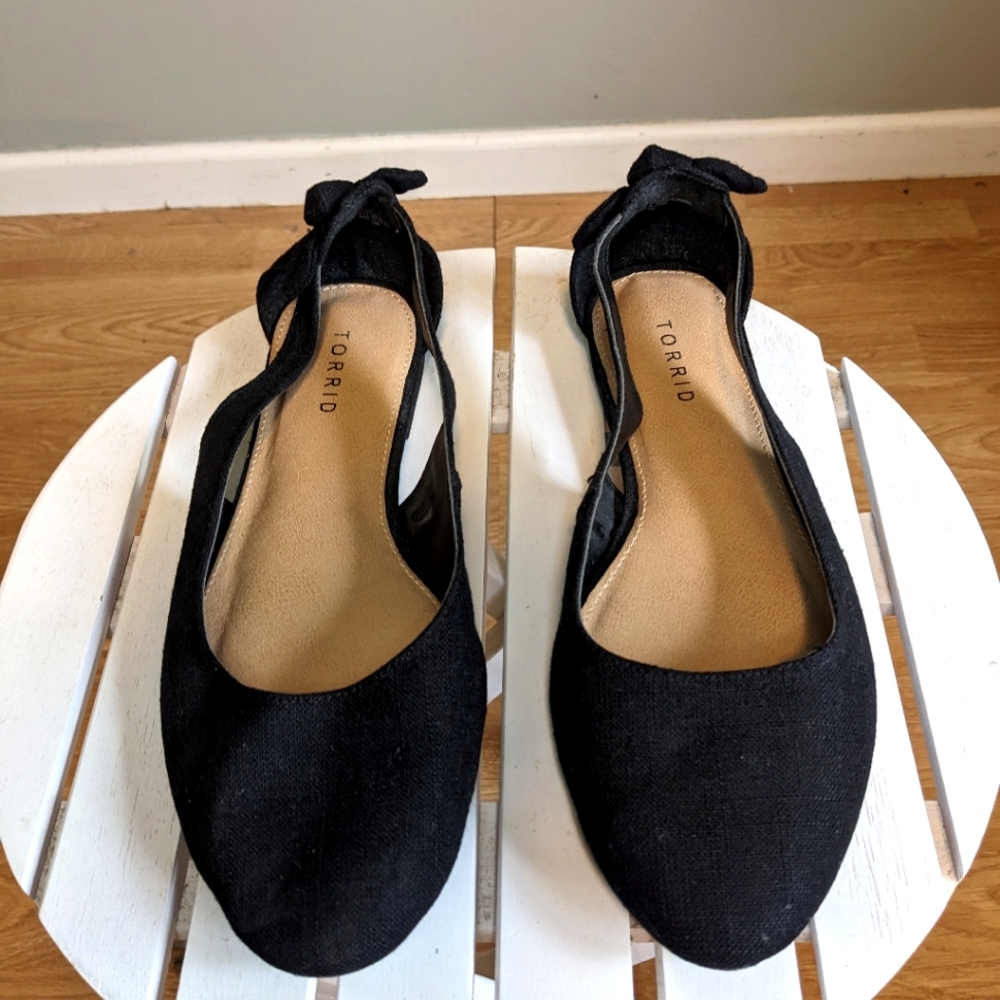 Torrid Black Flats with Bow Detail